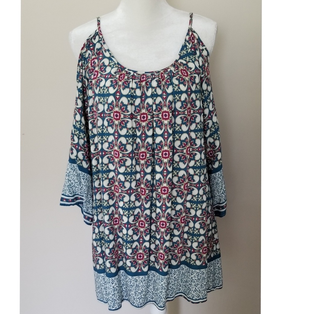 Umgee Cold Shoulder long top or midi dress